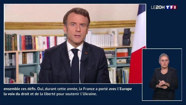 Voeux 2023 d'Emmanuel Macron retranscrit en Langue des Signes et en texte